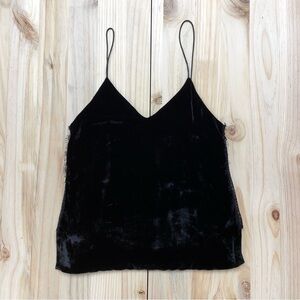 Alice + Olivia Elegant Black Velvet Lace Detail Spagnetti Strap Top - Sz XS